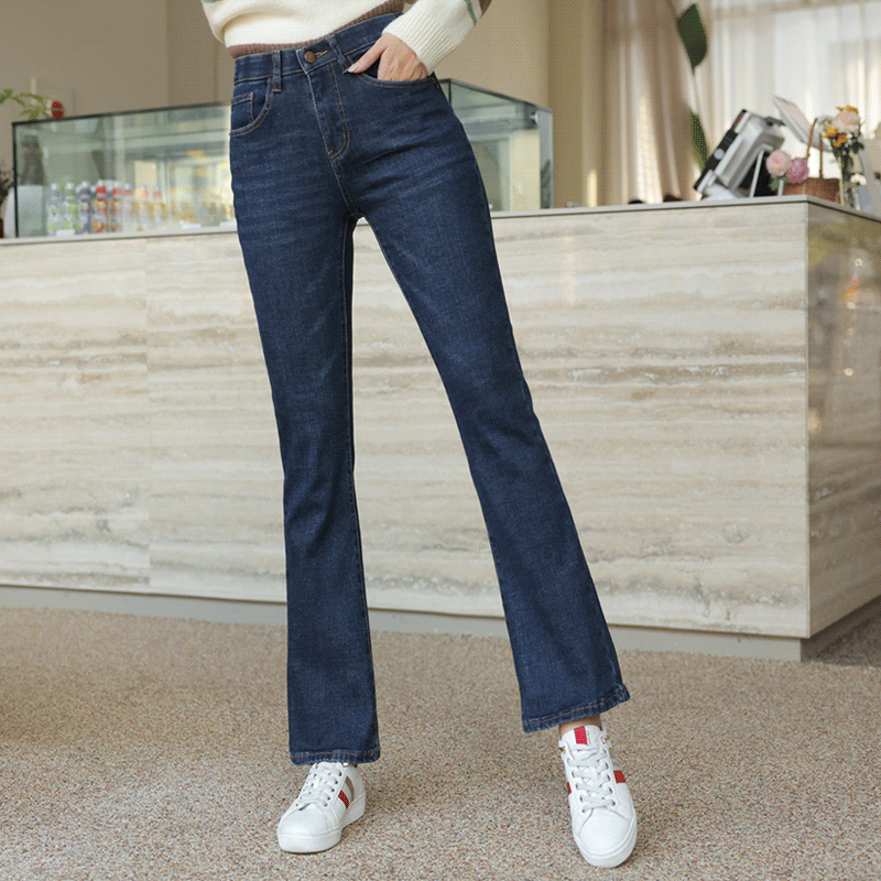 clicknfunny-질수없는텐션 기모부츠컷데님팬츠[S,M,L,XL 사이즈]♡韓國女裝褲