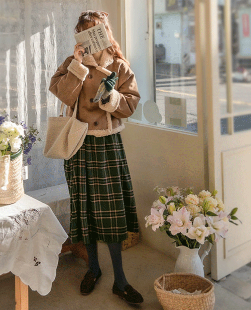 leelin-[맥컬리 따스미 리버시블 무스탕[size:F(55~66)]]♡韓國女裝外套