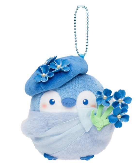 正能量企鵝 清新明朗勿忘草公仔匙扣